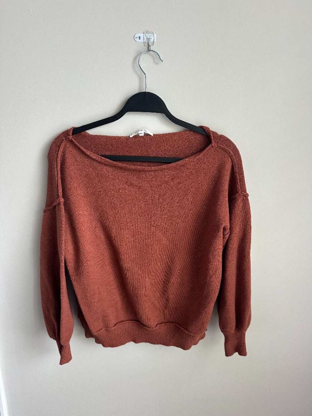 Miracle Knit Sweater Burgundy Orange Oversized Pullover Womens M/L